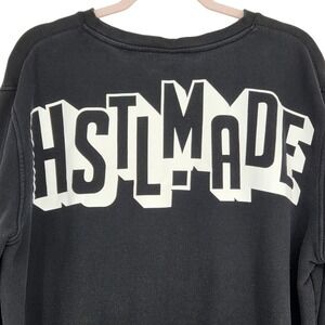 HSTL.MADE Men's XXXL 3XL Crewneck Spell out Sweatshirt Black‎ Long Sleeve Gym